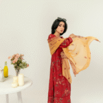 Red Floral Linen Suit Printed 3-Piece - Image 2