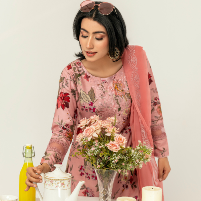 Blush Pink Floral Embroidered Linen 3-Piece Suit - Image 2