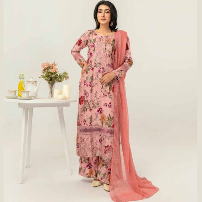 Blush Pink Floral Embroidered Linen 3-Piece Suit - Image 3