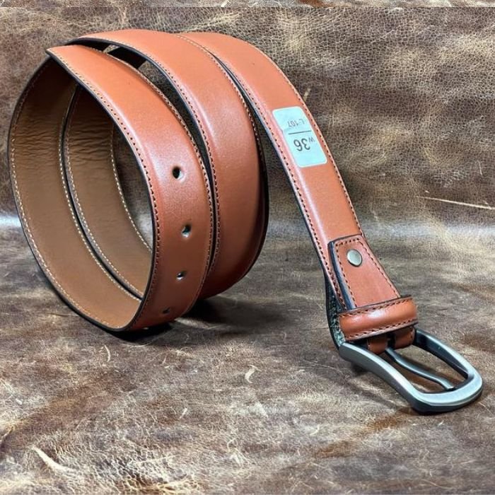 brown cow leather belt