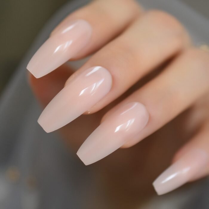 Nude Extra Long Fake Nails - Glossy 24pc Set - Image 5