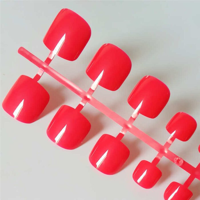 Bright Green Acrylic Fake Nails - Square Press On Toes - Image 6