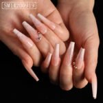 Trapezoidal Coffin Fake Nails - Ballet Length Nail Set - Image 8