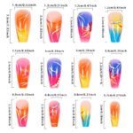 Gradient Flower Fake Nails - Rhinestone Nail Art - Image 3