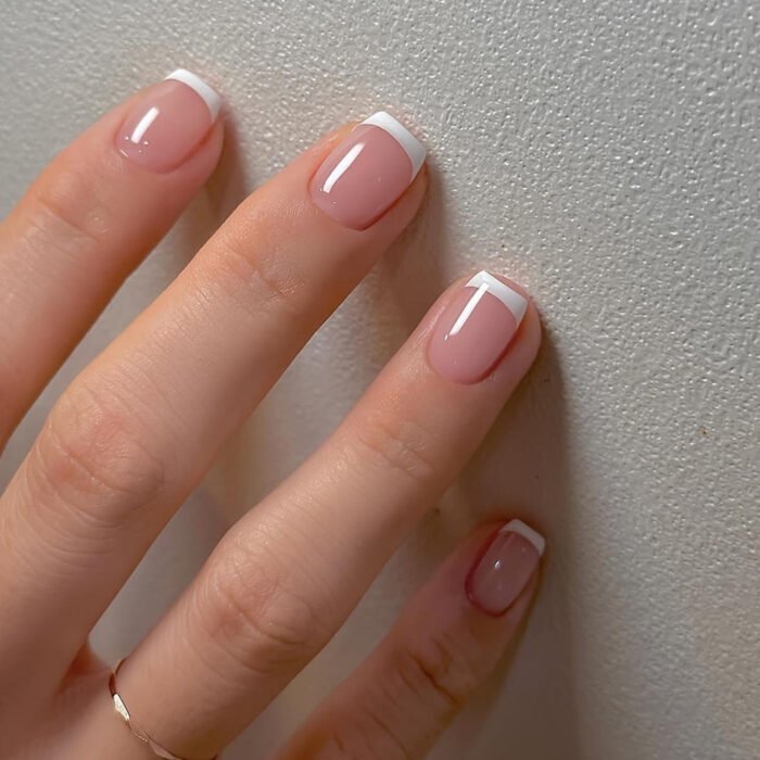 white French fake nails