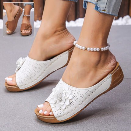 flower wedge sandals